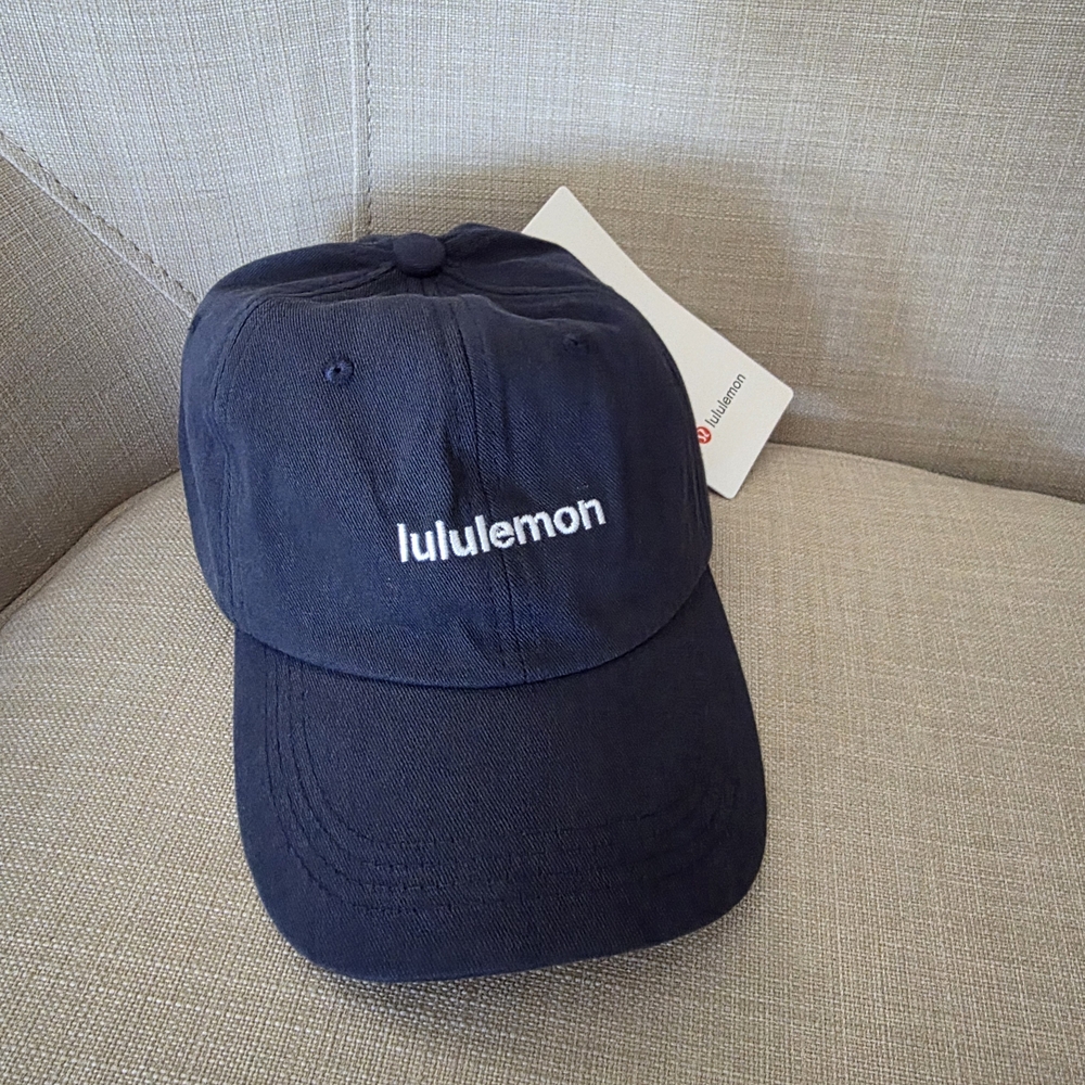 NWT Lululemon athletica Navy Blue Baseball Cap with White Logo
